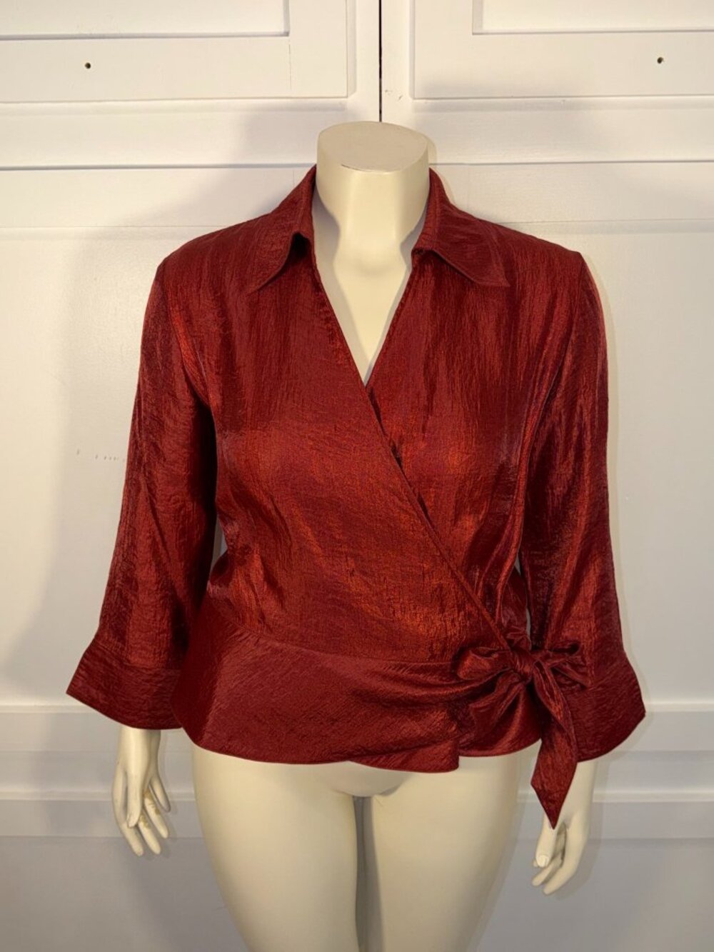Coldwater Creek Wrap Blouse Women L Red